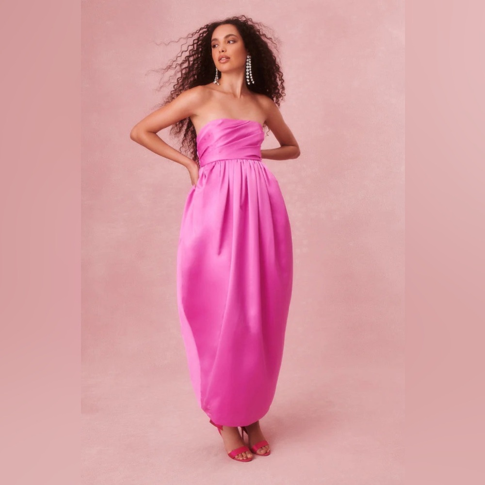 LoveShackFancy Strapless Fuchsia Gown